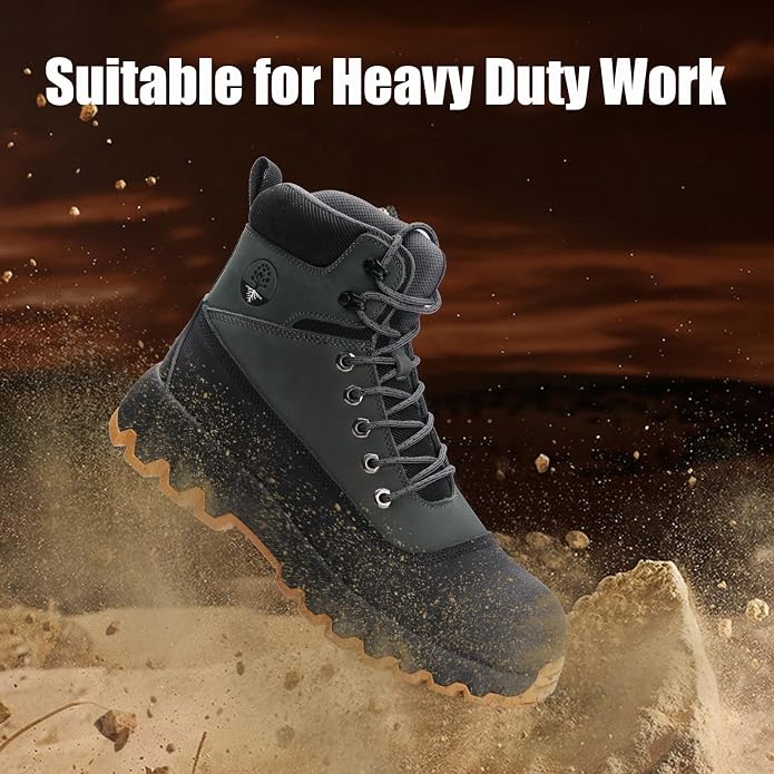 Mens work boots Composite Toe Boots for Men Genuine Leather Rubber Sole No Slip Waterproof Shoes Industrial & Construction Safety boots