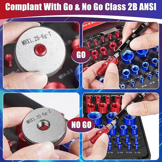 64Pcs Thread Checker, Nut and Bolt Thread Checker, 36 Inch & 28 Metric Box Set Thread Gauge, Thread Checker Standard and Metric Suitable for Size Checker of Bolts or Nuts in Narrow Areas