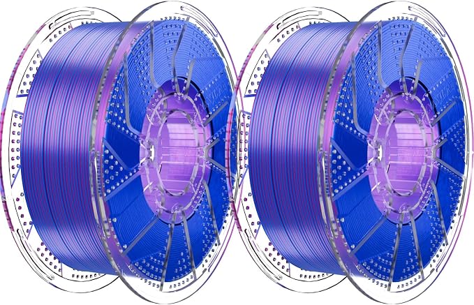Chitu Systems Conjure Silk PLA 3D Printer Filament, 2KG Spool (4.4lbs), 1.75mm Dual Color Filament, Dimensional Accuracy +/-0.02mm, Silk 3D Printing Filament Bundle, (Hot Pink Blue 2-Pack)