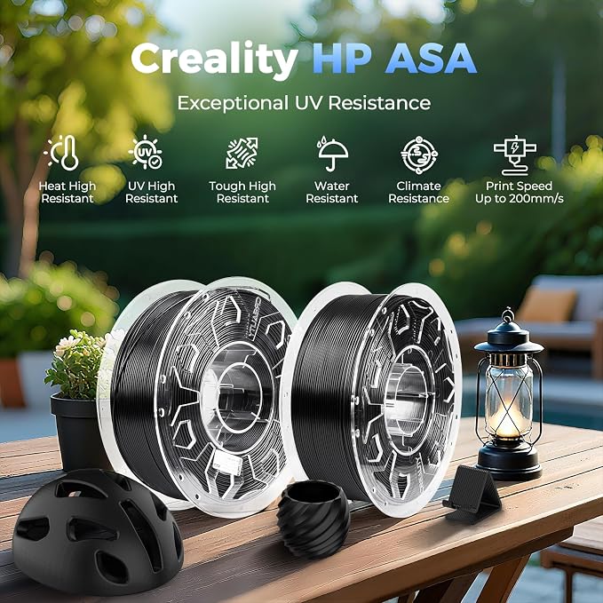Creality Official HP ASA Filament 1.75mm, ASA 3D Printer Filament, High UV-Resistant, High Temperature Tolerance, Perfect for High Speed Printing Outdoor Functional Parts, 1KG(2.2 lbs)/Spool, Black