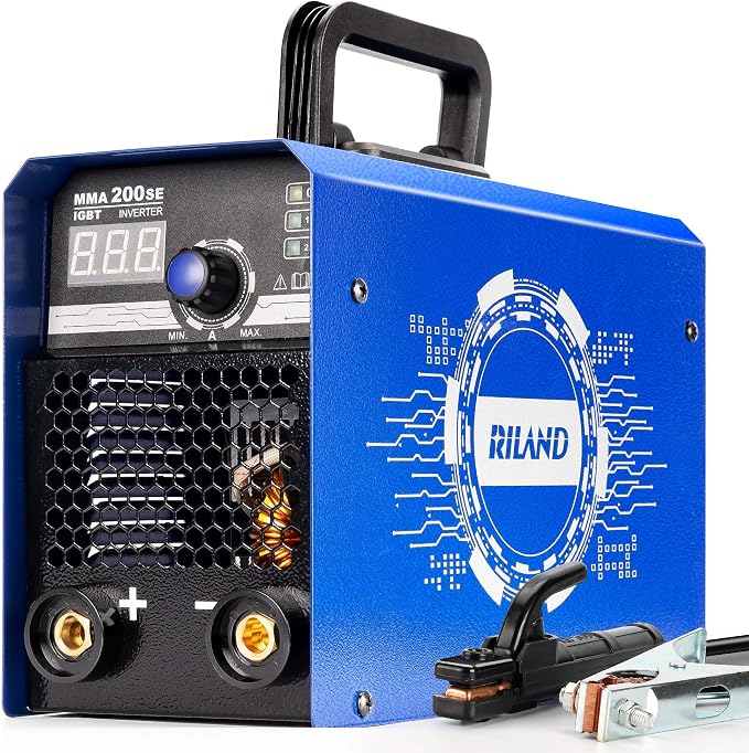 RILAND Stick Welder with Digital Display, 200A ARC/Lift TIG Welding Machine with Synergic Control, IGBT Inverter 110V/220V Portable MMA Welder Machine with Hot Start, Arc force and Anti-Stick