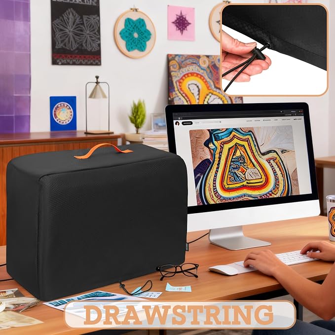 Dust Cover Compatible with eufyMake UV Printer E1, Easy Foldable Cover for eufyMake E1 with Top Handle and Hanging Loop, Black