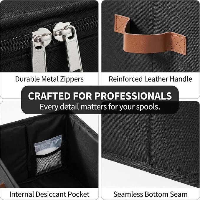 Filament Storage Box Waterproof Dry Box with Desiccants (Black, 4) | Transparent View, Zipper Design, For Home & Office, Workshop Use