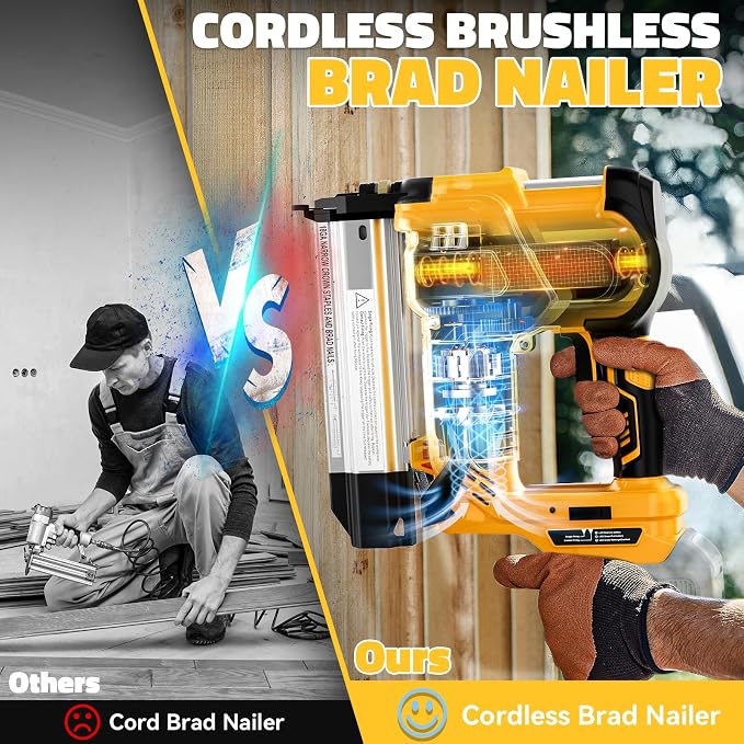 Ecarke Cordless 2 Inch Brad Nailer Compatible with DeWalt 20V Battery(Tool only),2 In 1 Electric Nail Gun,18GA Staple Gun with 1000 Nails, Battery Powered Nail Gun for Trim Wood Crafting Home DIY