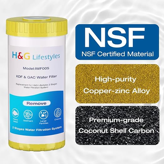 H&G Lifestyles Whole House Water Descaler,GAC KDF Polyphosphate Cartridge | Anti Scale Filter,Saltless Water Softener,Reduce Heavy Metal Lead Chlorine, Replacement for 10" x 4.5" Water Filter System