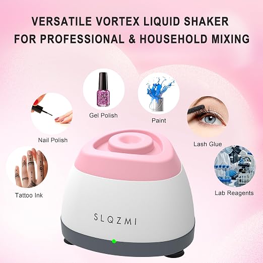 Mini Vortex Mixer, Nail Polish Shaker, Paint Shaker & Paint Mixer for Gel Polish, Acrylic Paints, Eyelash Adhesives, Tattoo Ink, Lab Vortex Mixer for Centrifuge Tubes and Test Tubes (Pink)