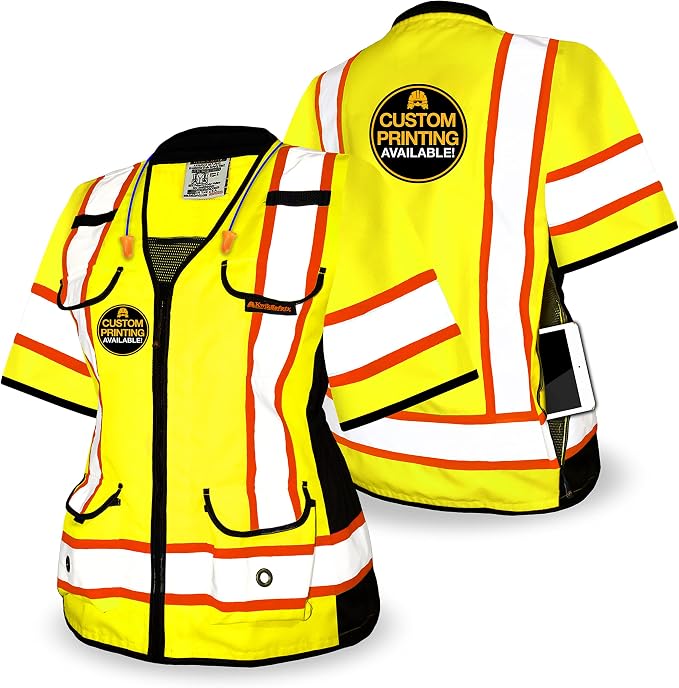 KwikSafety - Charlotte, NC - GODMOTHER Class 3 Safety Vest for Women - LOOSE FIT - ANSI OSHA Compliant Reflective Work Gear PPE/Yellow Large