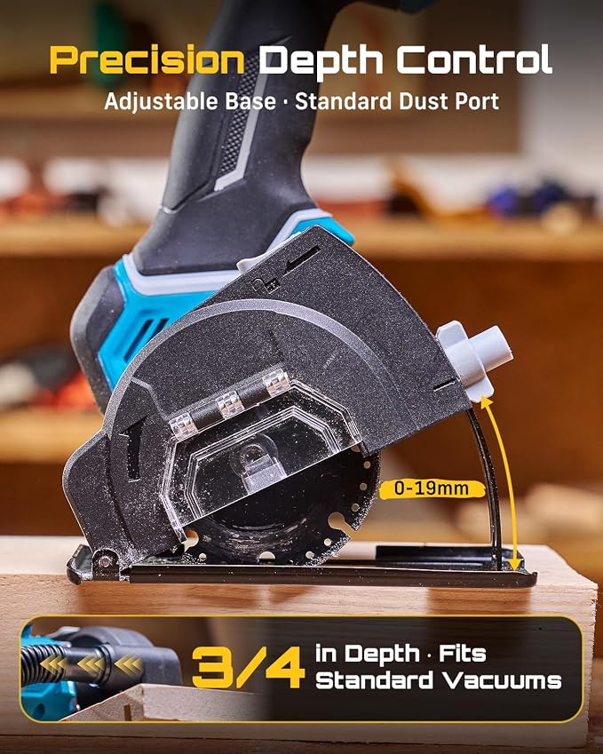 Seesii 21V Brushless 3" Cordless Cut-Off Tool with 2x 4.0Ah Batteries, 20000 RPM Mini Angle Grinder with 0.1s Safety Brake & Forward/Reverse, Cordless Cutter for Metal, Tile, Rebar