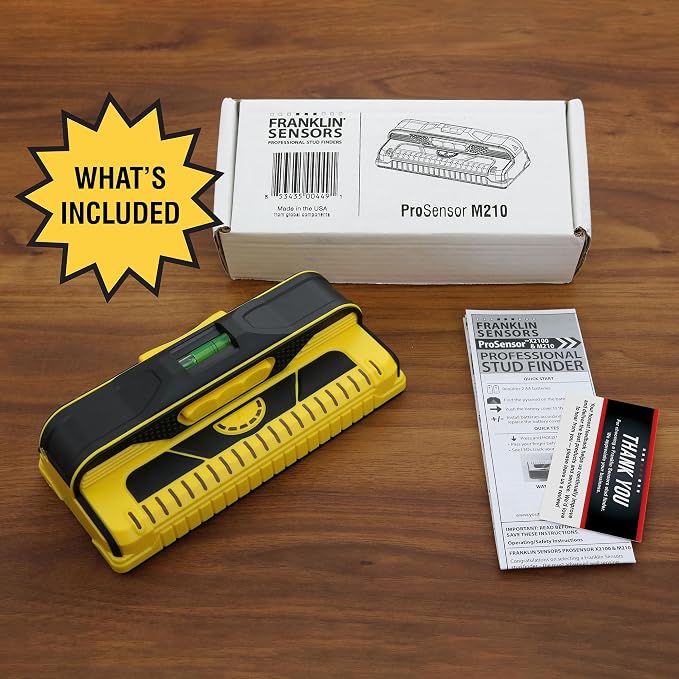Franklin Sensors Prosensor M210 Stud Finder With 13-Sensors, Wood & Metal Stud Detector/Wall Scanner, Live Wire Detection, Made in the USA