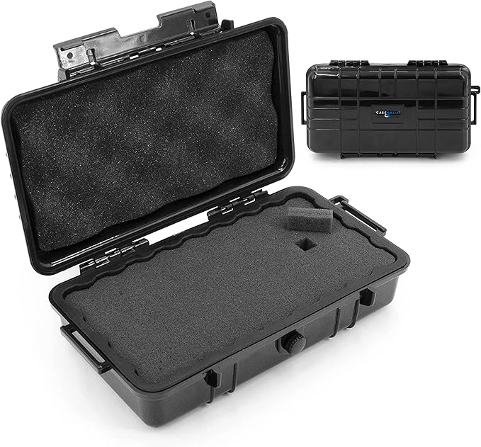 CASEMATIX 9.5" Waterproof Small Hard Case with Customizable Foam for Portable Electronics, Tools and Accessories - Hard Shell Small Plastic Case with Pre-Diced Travel Case Foam Interior