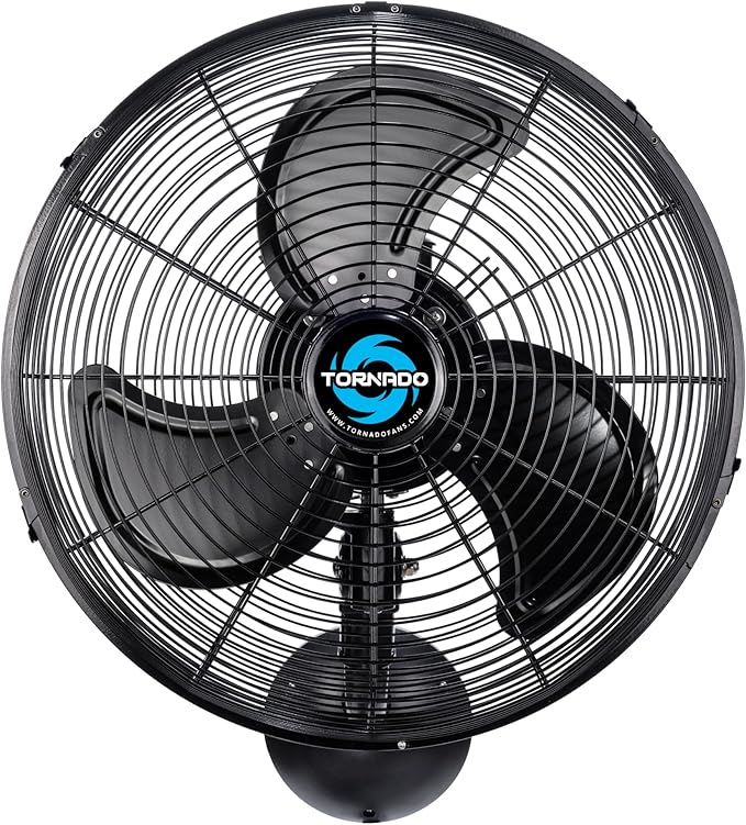 Tornado 16-Inch Pro Series Waterproof Outdoor Oscillating Wall Mount Fan – Heavy-Duty High-Velocity Metal Fan for Industrial, Commercial, Residential, and Greenhouse Use – UL Safety Listed
