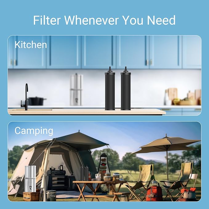 [Ultrafiltration] AQUA CREST WF90C Water Filter, Replacement for Berkey®, Purewell® ProOne® BB9-2® Black Carbon Filters and Waterdrop Gravity Water Filter System, 2 Pack