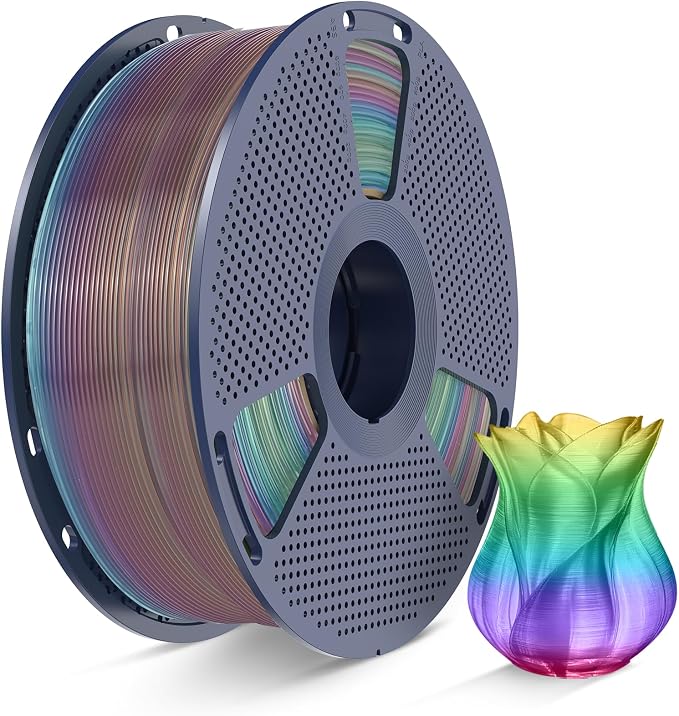 SUNLU Transparent Rainbow PLA Filament 1.75mm, Multicolor Gradient 3D Filament, Neatly Wound 3D Printing Filament, Dimensional Accuracy +/-0.02mm, 1KG Spool(2.2 lbs), Transparent Rainbow PLA 04