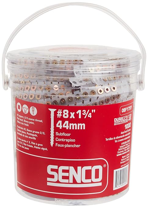 Senco 08F175Y Duraspin# 8 by 1-3/4" Flooring to Wood Collated Screw (1, 000per Box)