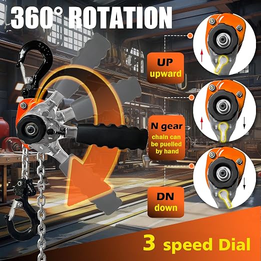 Manual Mini Lever Chain Hoist - 1/4 Ton 550LBS 5FT, Lever Bolck Chain Puller Come Along Winch, Alloy Steel G80 Chain Ratchet with 2 Duty Hooks,Portable and Smooth, for Factory Garages and Open-Air.