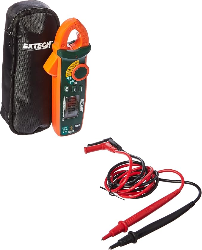 Extech MA63 True RMS 60A AC/DC Clamp Meter with NCV | 60A AC/DC (3 ranges), True RMS, voltage to 600V, resistance, capacitance, frequency, diode, NCV, 6000-count