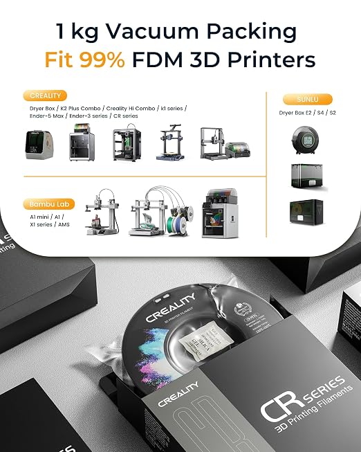 Official CREALITY PETG 3D Printer Filament 1.75mm 1KG (2.2lbs), High Precision Strong Toughness, Odorless Better Flow Moistureproof 3D Printing Ender Filament