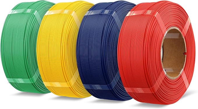 OVERTURE 4KG Bundle High Speed Refill PLA+ 3D Printer Filament 1.75mm, Upgraded Rapid PLA 2.0 with Enhanced Toughness & Stability, 4 Pack 1kg (2.2lb) Refilament for Bambu Lab (Red+Blue+Yellow+Green)
