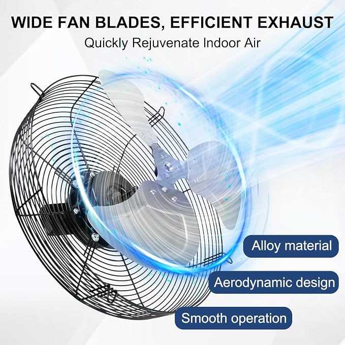 Criditpid 12 Inch Wall Mounted Shutter Exhaust Fan with ON/OFF Switch, High-Speed, Low-Noise Pure Copper Motor, Wall Exhaust Fan for Gable, Shed, Garage, Greenhouse, Kitchen, Attic, 970CFM, 1680RPM.