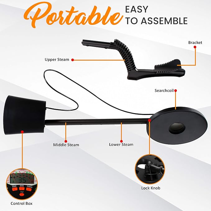 Pyle Pinpointer Metal Detector | Handheld Metal Detector W/High Sensitivity | Built-in Speaker | Comfortable Arm Support | 5 Detection Modes | Find Gold, Silver, Iron, Coins & Jewelry (PHMD74), Black