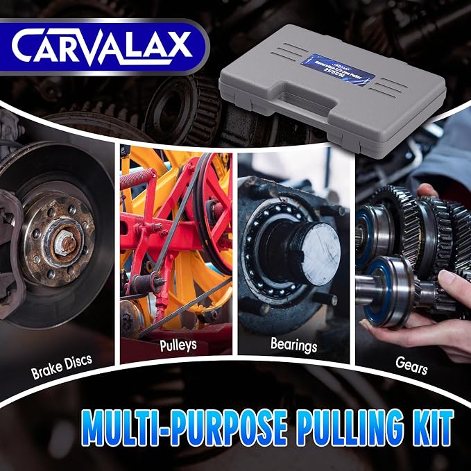 CARVALAX Gear Puller Set, 2T 5T and 5T Wide-Spread - Heavy Duty CR-V Steel 2 & 3 Reversible Jaw Bearing/Pulley Puller – Professional Automotive & Industrial Tool Kit for Mechanics, DIYers