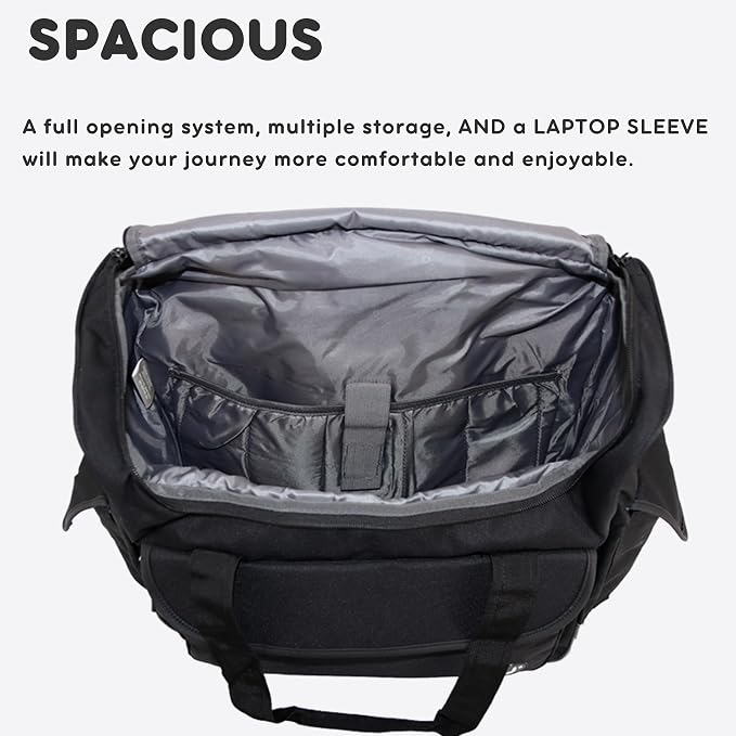 J World New York Donna Rolling Tote Bag on Wheels. Laptop Carry-On, Black (Measures 15 X 17 X 8.3 inches, Holds over 35 litres)