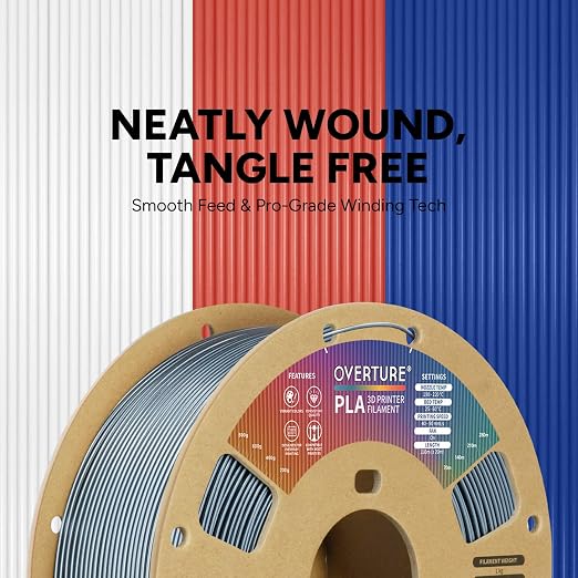OVERTURE PLA Filament 1.75mm, Neatly Wound 3D Printer Filament 1kg Spool (2.2lbs), Dimensional Accuracy +/- 0.02 mm, Fit Most FDM 3D Printers (Metallic Grey)