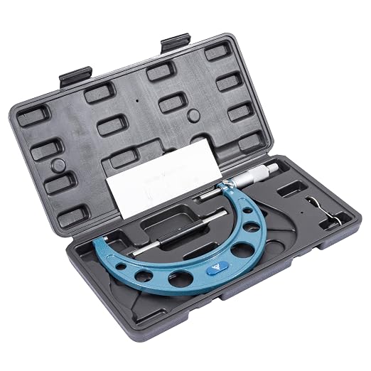 PEC Tools 5-6" Outside Micrometer | Industrial-Grade Precision Measuring Tool, Hardened Steel, High-Accuracy with Ratchet Stop, Carbide-Tipped Measuring Faces