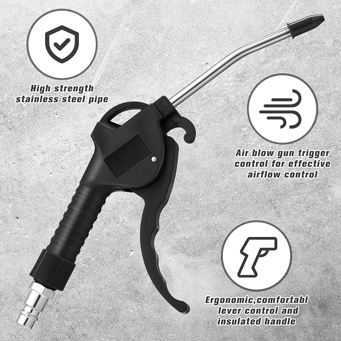 MorningRo 6 Pcs Air Blow Gun Kit with 19", 11", and 4" Pistol Grip Air Blow Gun Tools Air Compressor Gun Air Nozzle Blow Gun for Industrial Household Car Detail Mechanics