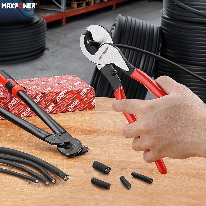 MAXPOWER Cable Cutters Set, 10-inch and 14 in-ch Heavy Duty Cable Cutters for Cutting Copper and Aluminum Cable-2 Pack
