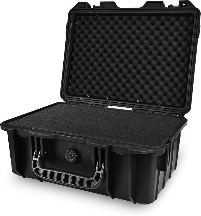 15inches Waterproof Hard Case with DIY Customizable Foam Insert Portable Protective Case for Camera Drones Equipments Tools(Black-DIY)