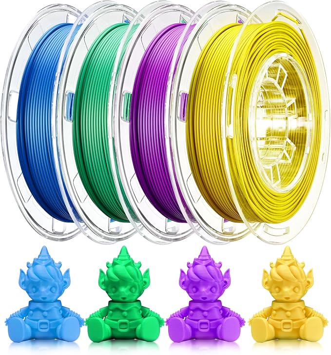 AOSEED PLA Filament Set 1.75mm (±0.02mm), 4-Pack, 200 g (0.44 lb) per Spool | Multi-Color Bundle for Most FDM 3D Printers, Low-Odor, Safety-Tested, Tangle-Free & Moisture-Protected for Home & Classroom