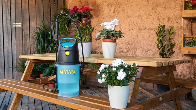 Matabi e7 - Electric Garden Sprayer 1,3 Gal - Battery-Powered Sprayer with USB-C Charging - Star/Stop System - Adjustable Nozzle & Translucent Tank
