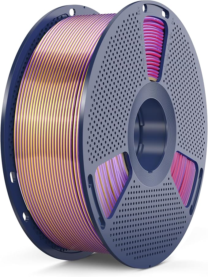 SUNLU Silk Quadruple Color PLA Filament, Silk PLA 3D Printer Filament 1.75mm, Neatly Wound Shiny Silk 3D Printer Filament 1.75mm ±0.02mm, 1KG Spool (2.2lbs), Silk Four Color (Gold Purple Red Blue)