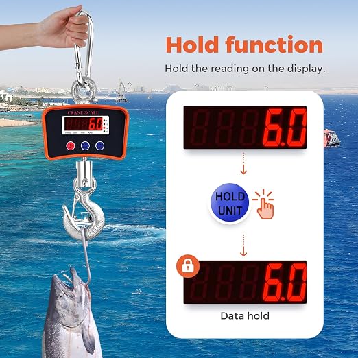 Bonvoisin Crane Scale 2200lbs/1000kg, Digital Hanging Scale Readability 0.44 lbs/0.2kg, Rechargeable Hook Scale for Farm, Big Game Scale Hoist Scale with 3 Weight Units