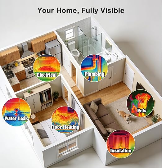 Pro Mini Handheld Thermal Camera with LED Light, 240x240 TISR Resolution Infrared Camera, -4°F to 1022°F & 50° Wide View Thermal Gun, 25Hz Lightweight Thermal Imager for Electricians/HVAC/Auto