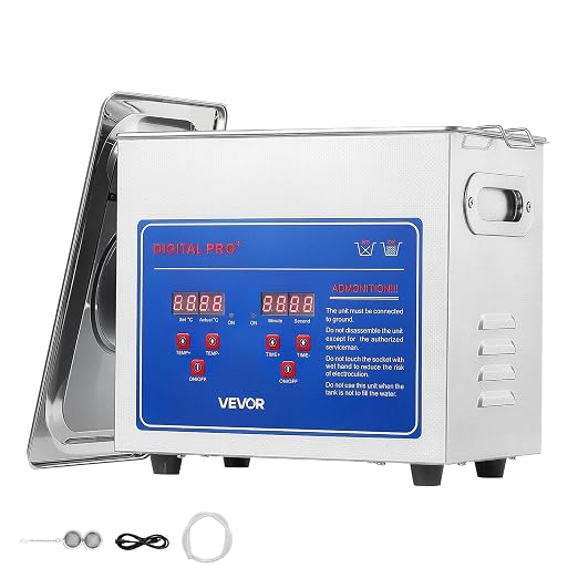 VEVOR Ultrasonic Cleaner 3L-Class Capacity Ultrasonic Parts Cleaner 40kHz, Digital Time and Temp Control, Stainless Steel Ultra Sonic Cleaning Machine with Cleaning Baskets, for Jewelry, Small Items