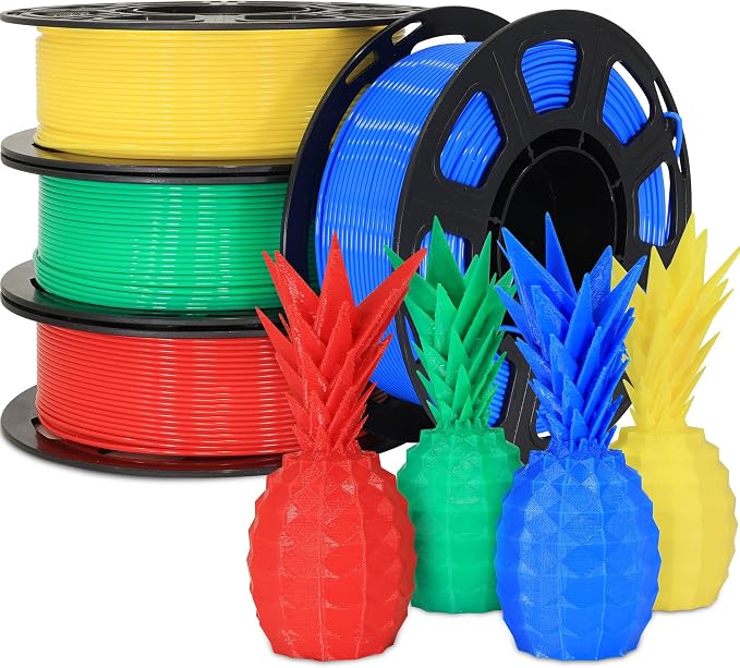 BBLIFE 1.75mm 3D Printer PLA Filament 4 in 1 Bundle: Red, Blue, Yellow, Green, 4 Bright Colors Packed, 250g/Spool, 4 Spools Packed, Widely Fit for 3D Printer/3D Pen; Total 1Kg 3D Printing Material