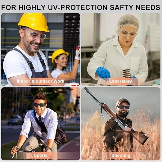 ANSI Z87.1 Safety Glasses Men Women 12 pack(6pack clear safety glasses+6pack safety sunglasses) Scratch & Impact Resistant eye protection glasses for Construction, Outdoor Sports & Work