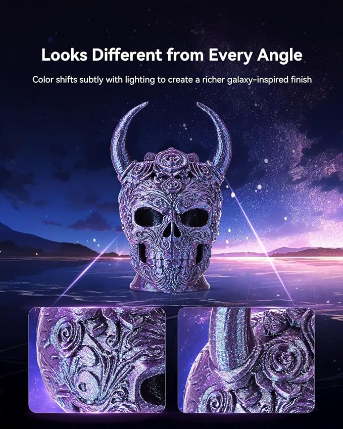 SUNLU Galaxy PLA Filament 1.75mm, Galaxy Peacock, Color-Shifting Pearlescent Glitter PLA 1kg, Light-Activated Shine, Smooth Gloss Finish, Neatly Wound, Fits Most FDM Printers