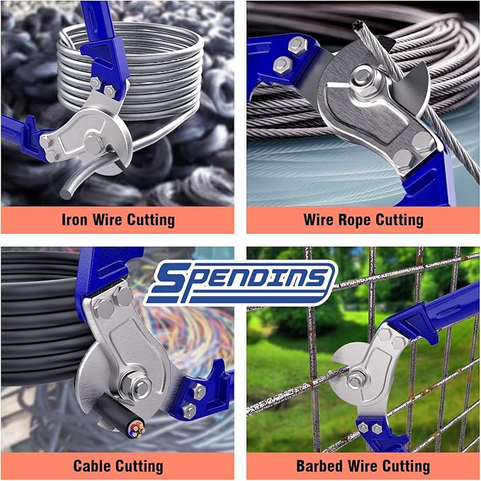 36” Heavy Duty Wire Rope Cutter,Steel Wire Cutters w/Ergonomic Handle Design, Hardened Cable Cutter Cuts Up to 5/8" for Wire rope, Stainless Steel Wire, Copper and Aluminium Cables
