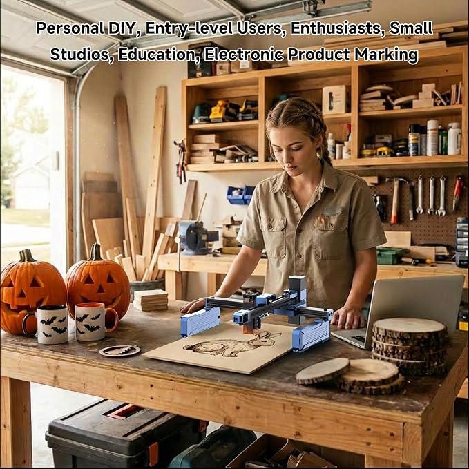 Artilume Laser Engraver 7000mW Foldable Design Laser Engraver and Cutter Machine 0.01mm Precision Large Working Area 200 * 150mm for Wood Leather Acrylic Best for Beginners Small Business