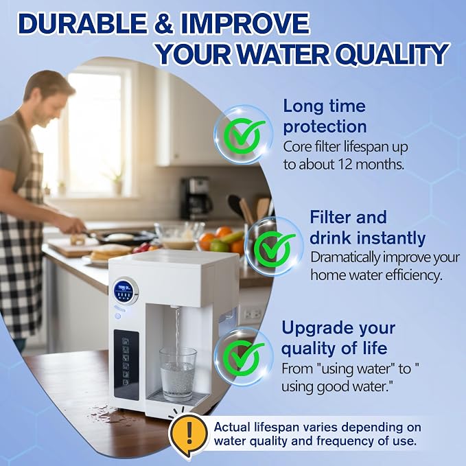 1 Pack CTO Water Filter Replacement Compatible with Bluevua RO100ROPOT, 1 CTO Water Filters, Improved Drink Quality, Easy to Replace for Household Daily Use Drinking