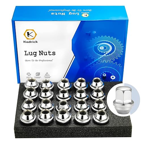 Kadrick 20Pcs M14x1.5 Lug Nuts,Fit 2008-2019 Cadillac CTS/2018-2022 Jeep Wrangler/2012-2021 Ram 1500/Tesla Model 3/X/S,Acorn Seat One-Piece Solid Chrome，Anti-Rust Updated，5 Lug Aftermarket Wheels