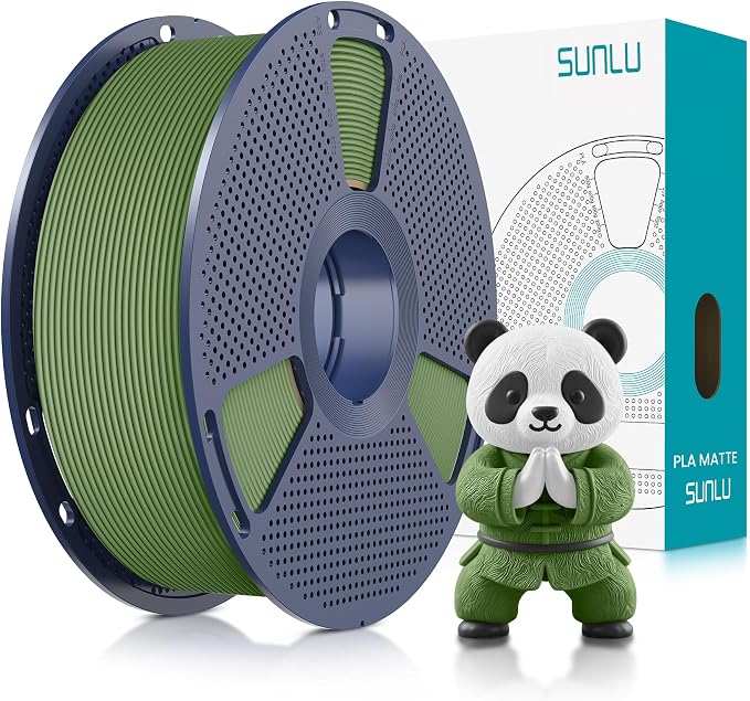 SUNLU PLA Matte 3D Printer Filament 1.75mm, PLA Filament 1kg Spool (2.2lbs), Dimensional Accuracy +/- 0.02mm, Matte Olive Green PLA