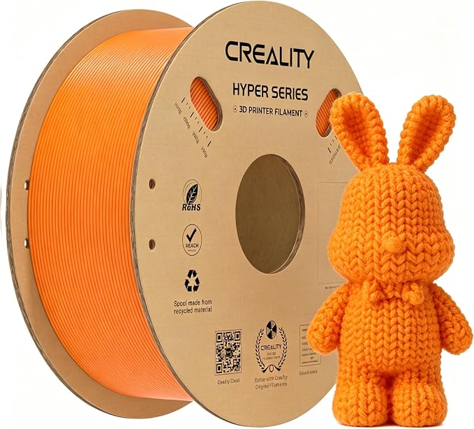 Creality Hyper PLA Filament 1.75mm 1KG(2.2lbs), High Speed PLA 30-600mm/s Rapid 3D Printer Filament, Dimensional Accuracy +/-0.02mm, Fit Most FDM 3D Printers, Orange