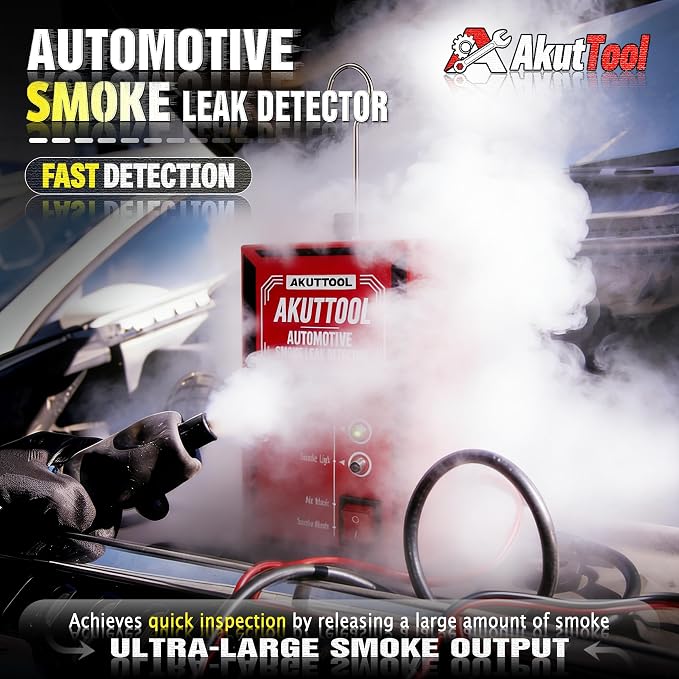 Smoke Machine Automotive Built-in Air Pump, 12V DC Smoke Leak Detector for Pipe System, Fuel Leakage, EVAP Vacuum Leakage Diagnostic Tester for Cars, Trucks, Motorcycle, ATV, Boat, Snowmobiles