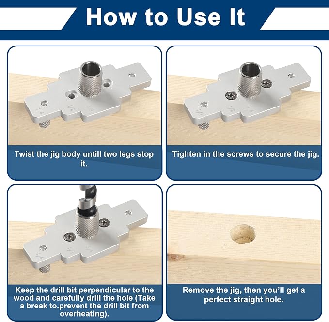Floating Shelf Bracket Dowel Jig Kit with 1/2" x 9" Drill Bit, Self Centering Straight Hole Drill Guide for Installing Floating Shelf Hidden Bracket 1/2" X 6", 1/2" X 8"