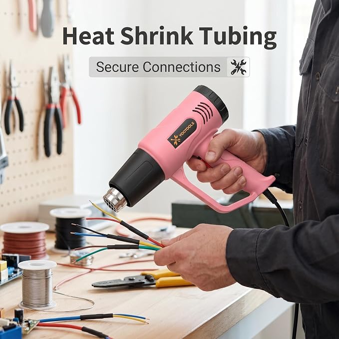 Heat Gun 900W Dual Temperature 300℃/600℃ (572-1112°F) Hot Air Gun with 4 Nozzles & 5FT Cord, Mini Heat Gun for Crafts, Resin, Shrink Wrap, Vinyl Wrap, Soldering, Phone Repair