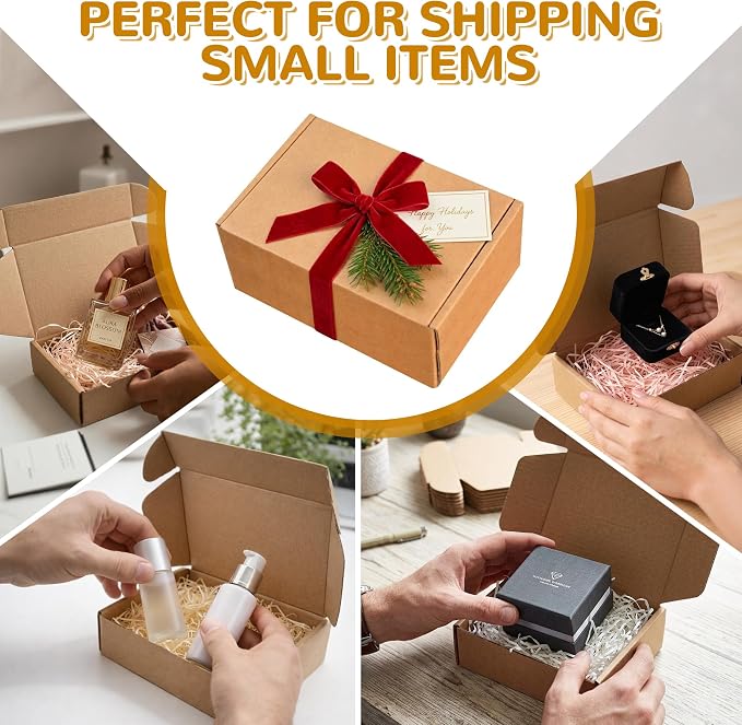 300 Pack 6" x 4" x 1.5" Small Shipping Boxes, Corrugated Mailers Kraft Cardboard Packaging Boxes for Mailing, Crafting, and Small Business Supplies, Brown